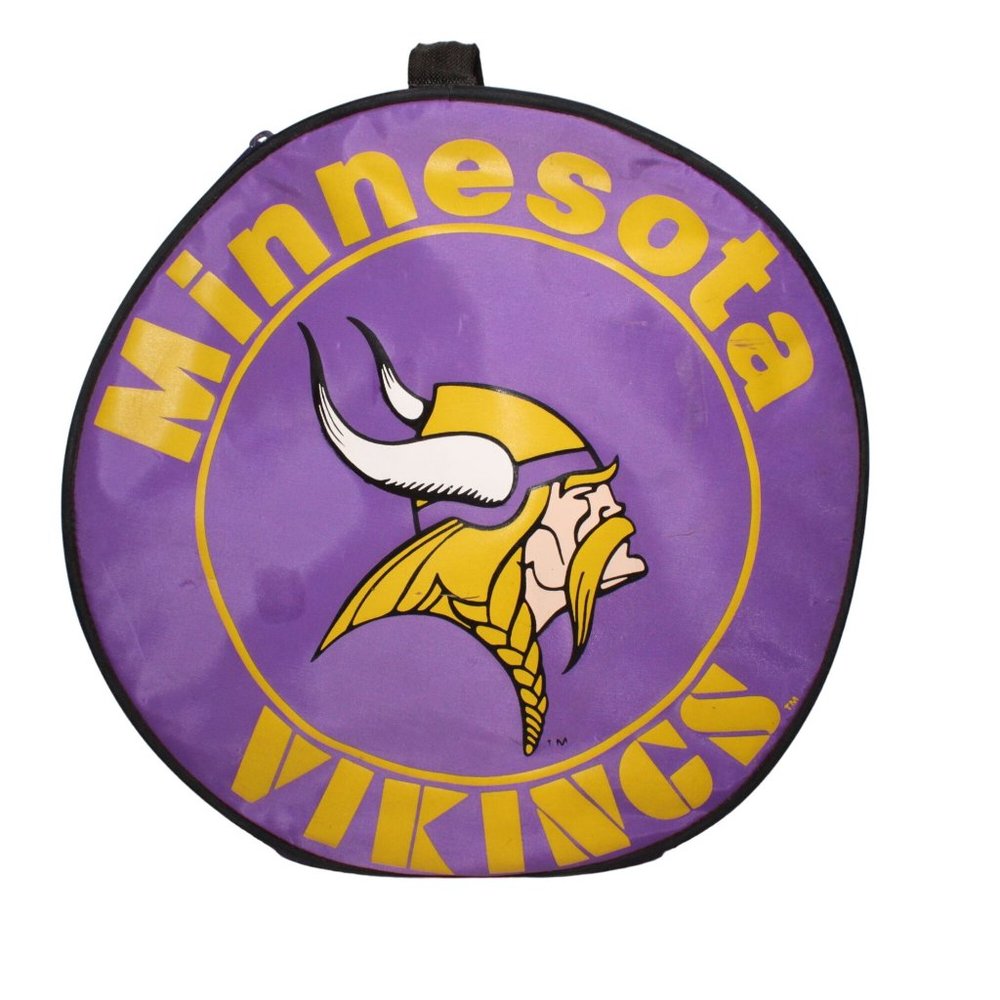 Vintage Minnesota Vikings Tailgate Snack Tray Set Utensils Purple Picnic Case